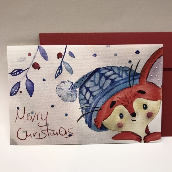Χριστουγεννιάτικη κάρτα γλυκιά αλεπού - φάκελοι, χαρτί, χριστουγεννιάτικο, κάρτα ευχών, χριστουγεννιάτικα δώρα