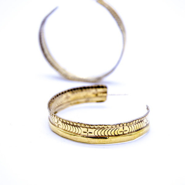 ''Hoop print earrings'' in gold plated copper - επιχρυσωμένα, επιχρυσωμένα, χαλκός, χειροποίητα, κρίκοι - 4