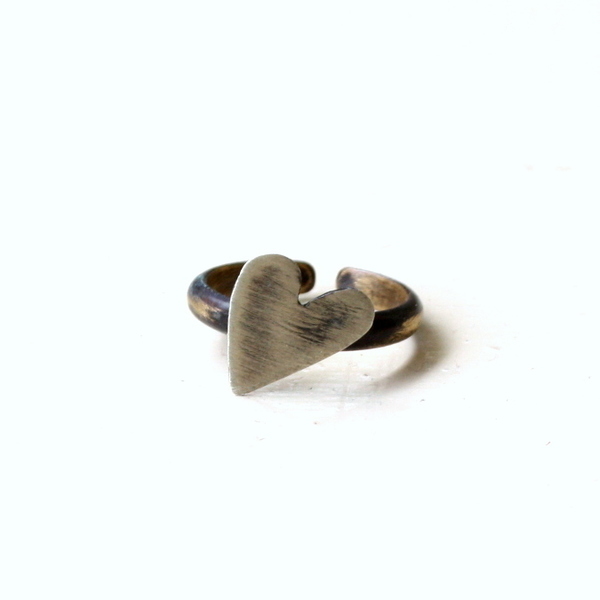 Δαχτυλίδι καρδιά μινι - ορείχαλκος, αλπακάς, καρδιά, minimal, μικρά, αυξομειούμενα