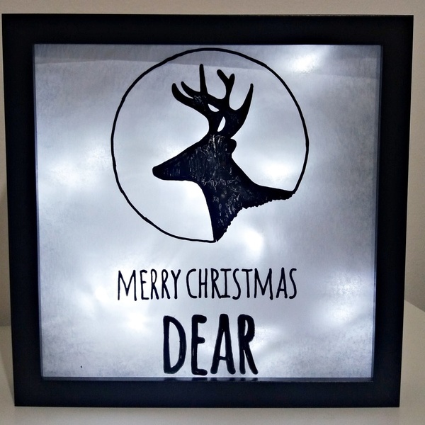 NEW!!! Φωτιζόμενο κάδρο 3d "Merry Christmas ...Dear " - χειροποίητα, διακοσμητικά, χριστουγεννιάτικα δώρα, πρωτότυπα δώρα