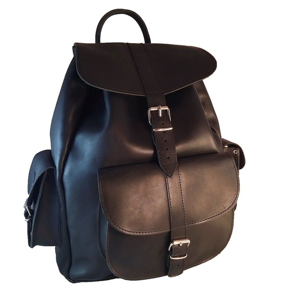 Δερμάτινη Τσάντα Πλάτης Με 3 Τσέπες Σε Μαύρο Χρώμα - δέρμα, δέρμα, σακίδια πλάτης, τσάντα