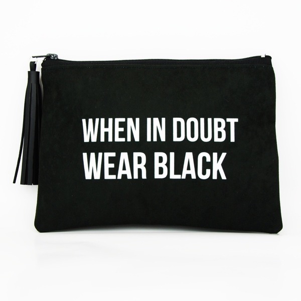 Μεσαίο μαύρο τσαντάκι - When in doubt wear black - ύφασμα, καλοκαίρι, clutch, με φούντες, χειροποίητα, παραλία, δερματίνη, υφαντά, κρόσσια