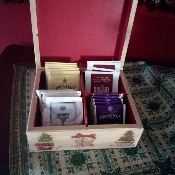 Κουτί για τσάι - ξύλο, δώρο, κουτί, χριστουγεννιάτικα δώρα - 2