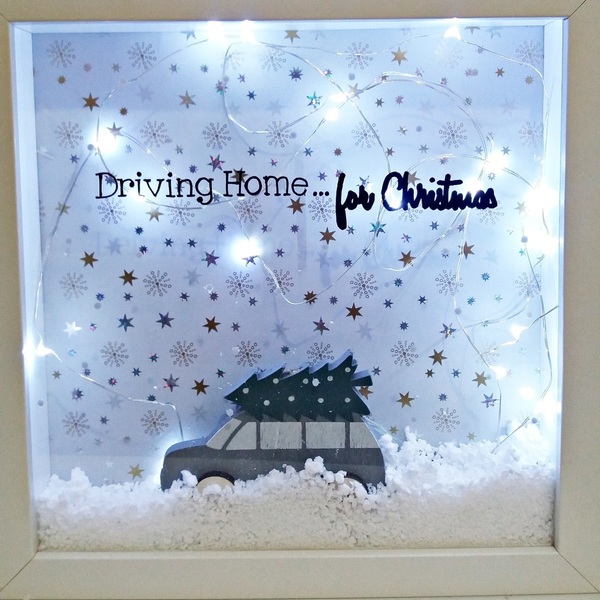 NEW!!! Κάδρο χριστουγεννιάτικο 3d "Driving home...for Christmas" - ζωγραφισμένα στο χέρι, ιδιαίτερο, πίνακες & κάδρα, χειμωνιάτικο, επιτοίχιο, πρωτότυπο, χειροποίητα, δωράκι, ξύλινο, unique, χριστουγεννιάτικα δώρα