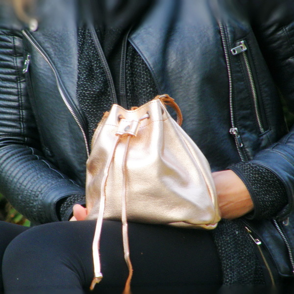 Δερμάτινη Τσάντα Πουγκί Σε Ροζ-Χρυσό Χρώμα - δέρμα, πουγκί, τσάντα - 5