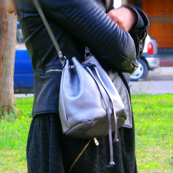 Δερμάτινη Τσάντα Πουγκί Σε Μολυβί Χρώμα - δέρμα, πουγκί, τσάντα - 4