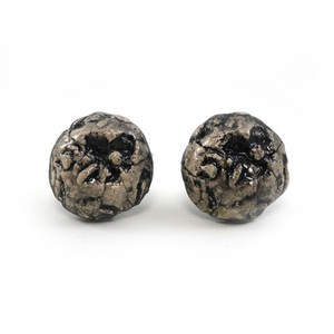 Μαύρος βράχος - vintage, κεραμικό, σκουλαρίκια, με κλιπ - 2