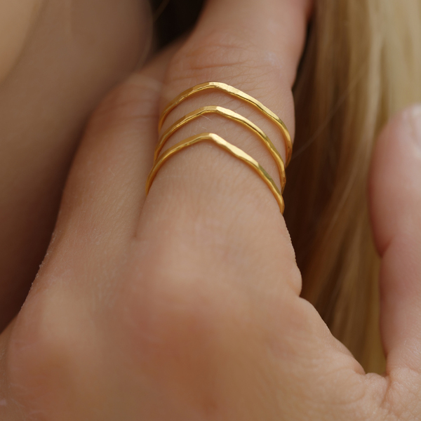 Τριπλο δαχτυλιδι - ασημί, επιχρυσωμένα, δαχτυλίδι, αυξομειούμενα - 4