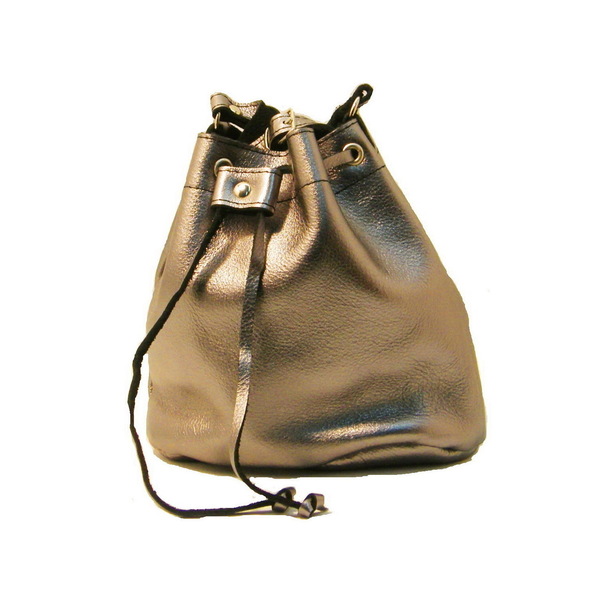 Δερμάτινη Τσάντα Πουγκί Σε Μολυβί Χρώμα - δέρμα, πουγκί, τσάντα