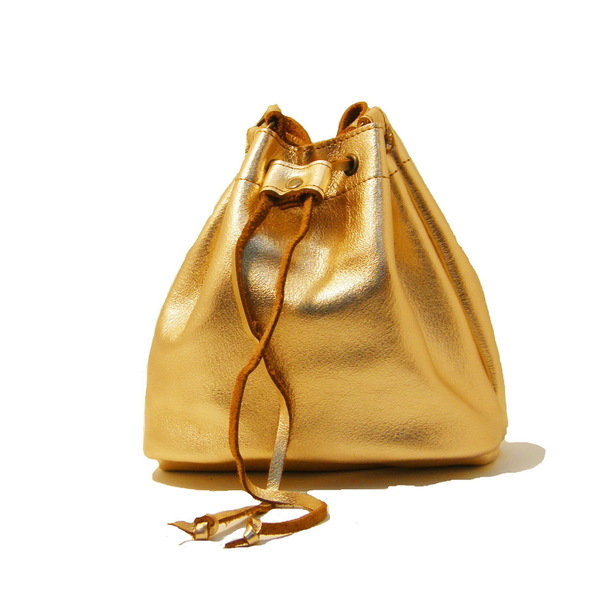 Δερμάτινη Τσάντα Πουγκί Σε Ροζ-Χρυσό Χρώμα - δέρμα, πουγκί, τσάντα