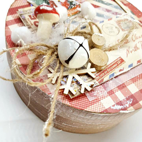 Κουτί χριστουγεννιάτικο - ξύλο, χαρτί, δώρο, κουτί, χειροποίητα, γλυκά - 3
