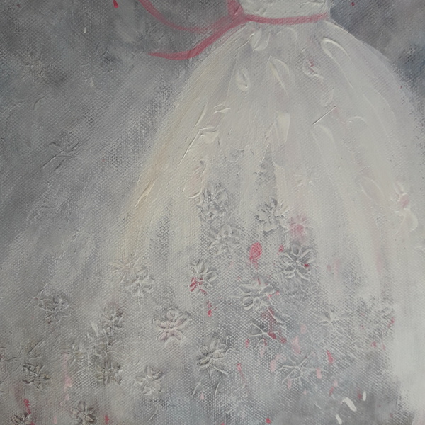 Χειροποίητος πίνακας σε καμβά με ακρυλικά χρώματα και θέμα " ρομαντικό φόρεμα". - πίνακες & κάδρα, καμβάς - 3