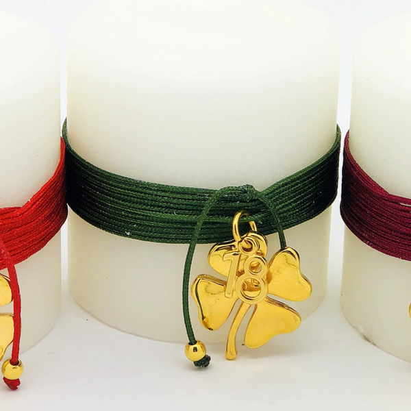 Κερί γούρι "Τετράφυλλο" - γούρι, ορείχαλκος, δώρο, κορδόνια, κερί, κερί, χριστουγεννιάτικα δώρα - 3