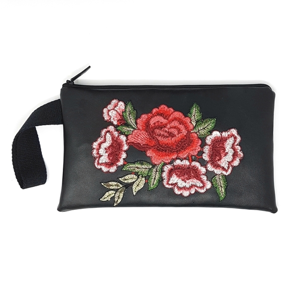 Jazzberry τσάντα με κεντητά λουλούδια - κεντητά, λουλούδια, δερματίνη