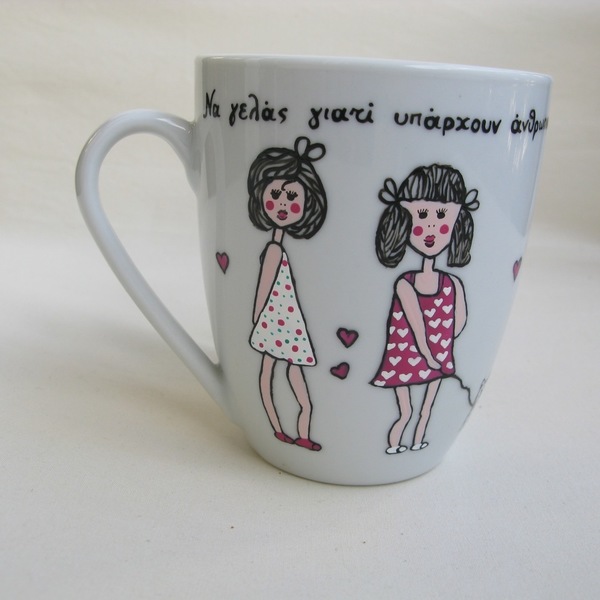 Κούπα-mug - ζωγραφισμένα στο χέρι, μοναδικό, γυναικεία, κορίτσι, δώρο, χειροποίητα, πορσελάνη, πορσελάνη, romantic, γενέθλια, για εκείνη, κούπες & φλυτζάνια - 2