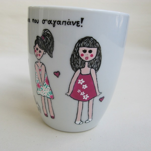 Κούπα-mug - ζωγραφισμένα στο χέρι, μοναδικό, γυναικεία, κορίτσι, δώρο, χειροποίητα, πορσελάνη, πορσελάνη, romantic, γενέθλια, για εκείνη, κούπες & φλυτζάνια - 4