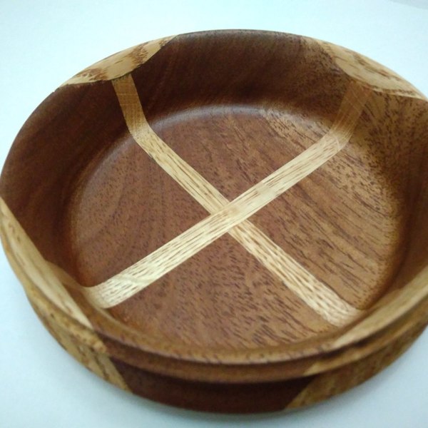 Ξύλινο διακοσμητικό πιάτο από σύνθεση δύο ξύλων - διακοσμητικό, βάζα & μπολ, μπολ, ξύλινο