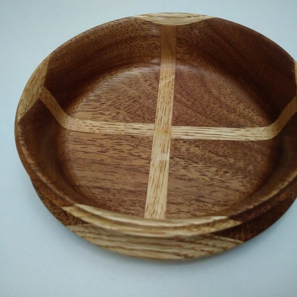 Ξύλινο διακοσμητικό πιάτο από σύνθεση δύο ξύλων - διακοσμητικό, βάζα & μπολ, μπολ, ξύλινο - 3