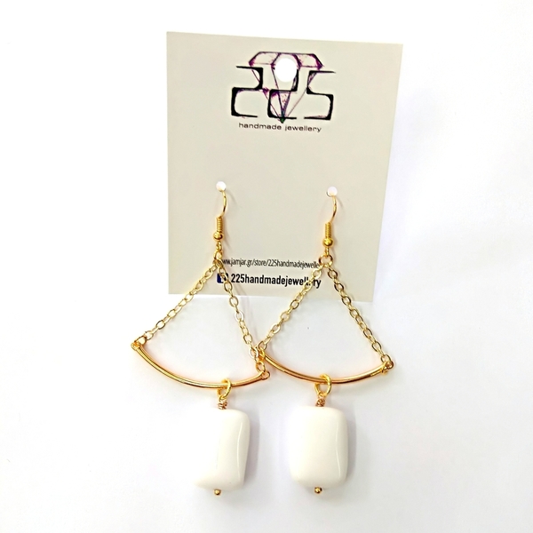 Dangle earrings - ημιπολύτιμες πέτρες, αλυσίδες, μοναδικό, όνυχας, κλασσικά, μεταλλικά στοιχεία, κρεμαστά - 2