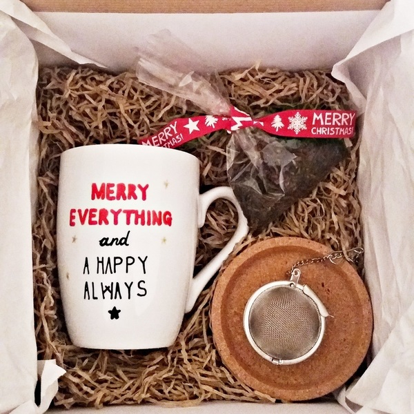 NEW!! Christmas Gift Box "Merry Everything.." - ζωγραφισμένα στο χέρι, γυναικεία, ανδρικά, χειροποίητα, πορσελάνη, δωράκι, personalised, χριστουγεννιάτικο, unique, φελλός, gift idea, δώρα γενεθλίων, χριστουγεννιάτικα δώρα, πρωτότυπα δώρα