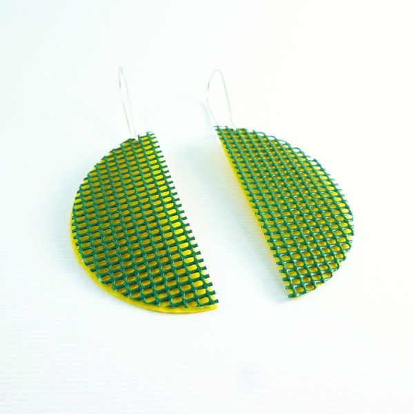 "Pop green and yellow" κρεμαστά σκουλαρίκια - μοναδικό, μοντέρνο, σκουλαρίκια, γεωμετρικά σχέδια, δώρα για γυναίκες, φθηνά