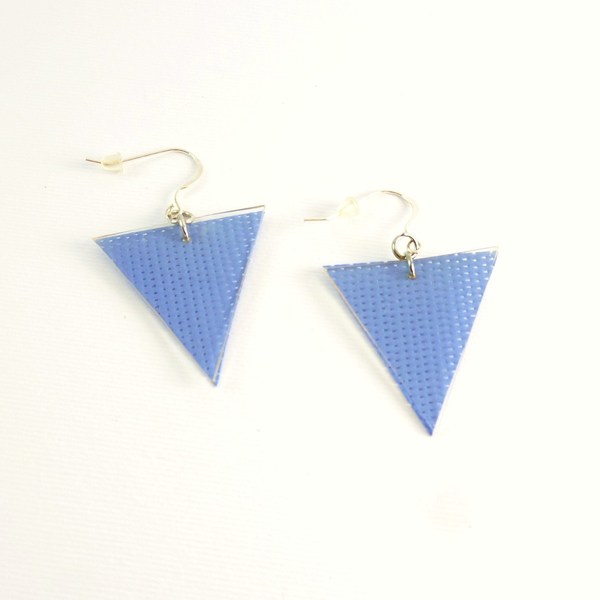 Σκουλαρίκια κρεμαστά γαλάζια τρίγωνα με κούμπωμα από ασήμι 925 - μοντέρνο, γυναικεία, ασήμι 925, ασήμι 925, πλαστικό, γεωμετρικά σχέδια, δώρα για γυναίκες