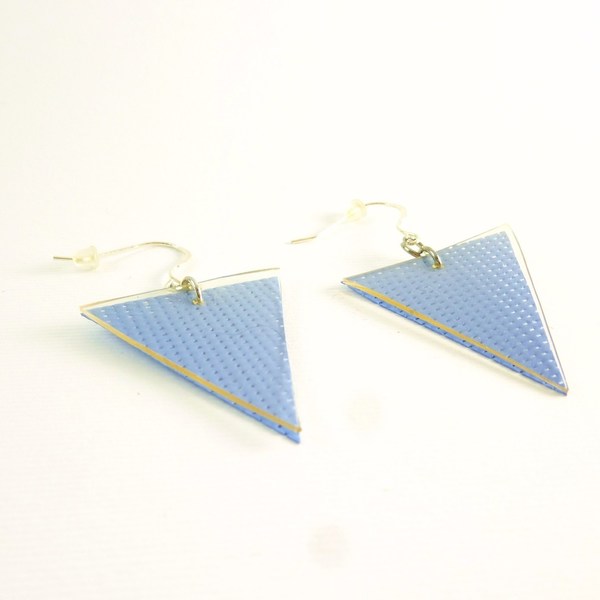 Σκουλαρίκια κρεμαστά γαλάζια τρίγωνα με κούμπωμα από ασήμι 925 - μοντέρνο, γυναικεία, ασήμι 925, ασήμι 925, πλαστικό, γεωμετρικά σχέδια, δώρα για γυναίκες - 2