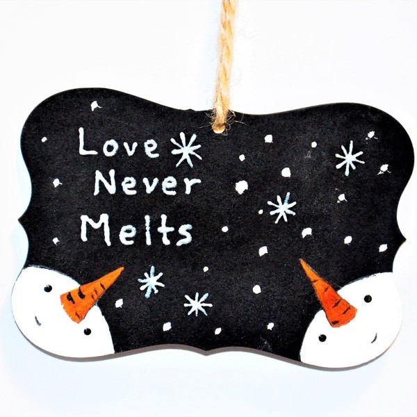 "Love never melts" - πίνακες & κάδρα, χειροποίητα, χριστουγεννιάτικο, χιονονιφάδα, χιονάνθρωπος, χριστουγεννιάτικα δώρα, στολίδια