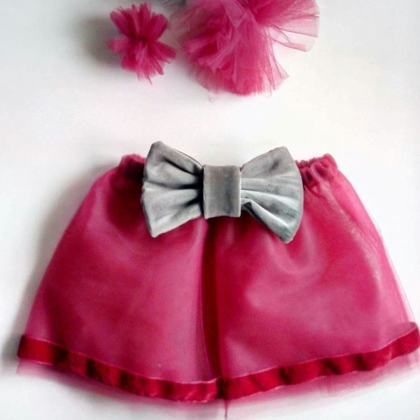 Τούλινη φούστα βρεφική/παιδική - φιόγκος, κορίτσι, δώρο, βελούδο, βελούδο, βρεφικά, για παιδιά, βρεφικά ρούχα - 2