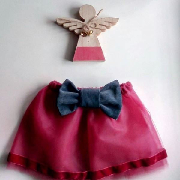 Τούλινη φούστα βρεφική/παιδική - φιόγκος, κορίτσι, δώρο, βελούδο, βελούδο, βρεφικά, για παιδιά, βρεφικά ρούχα - 4