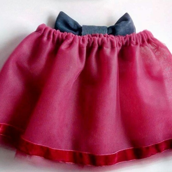 Τούλινη φούστα βρεφική/παιδική - φιόγκος, κορίτσι, δώρο, βελούδο, βελούδο, βρεφικά, για παιδιά, βρεφικά ρούχα - 5