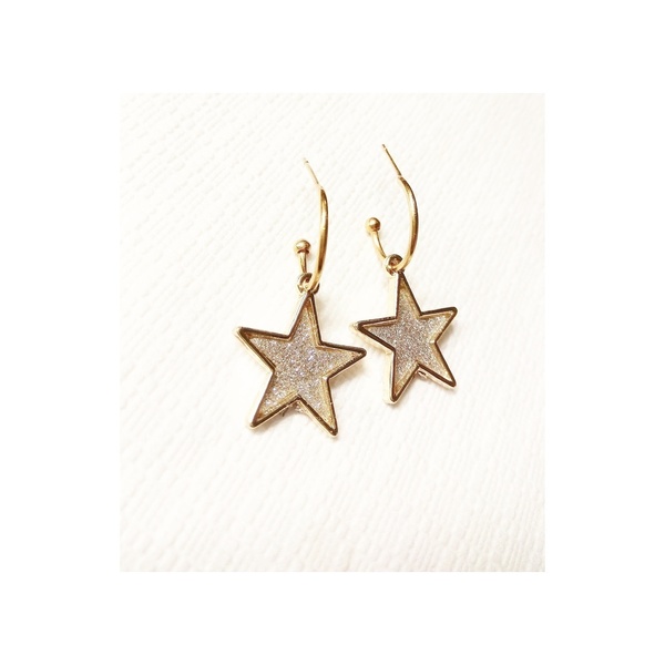 πρωτότυπα σκουλαρίκια κρίκοι με αστέρια - μοντέρνο, ορείχαλκος, αστέρι, κρεμαστά