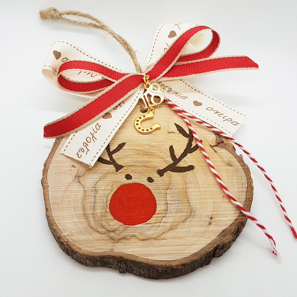 Γούρι 2018, Rudolf, Ρούντολφ το ελαφάκι - ξύλο, ξύλινο, χριστουγεννιάτικο, χριστουγεννιάτικα δώρα