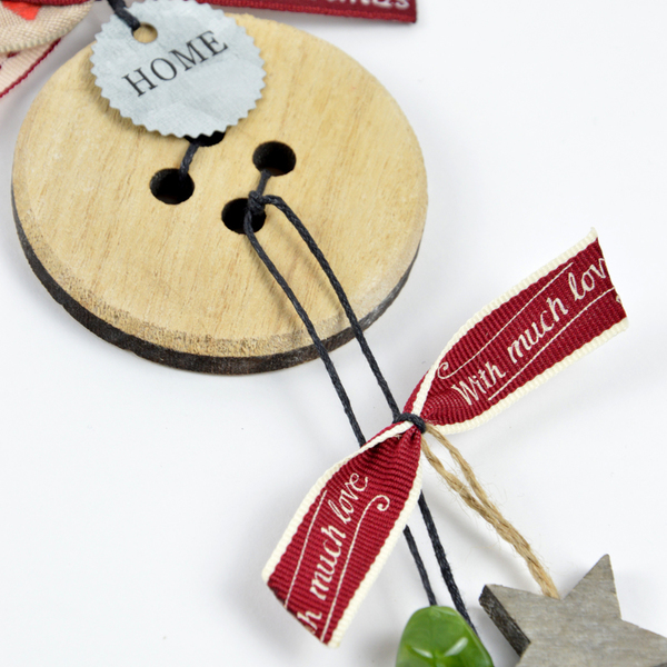 Ξύλινο γούρι '18 κουμπί - ξύλο, αστέρι, κουμπί, ξύλινο, χριστουγεννιάτικο, βαμβακερές κορδέλες, χριστουγεννιάτικα δώρα - 2