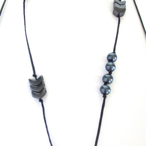Boho necklace - ημιπολύτιμες πέτρες, ιδιαίτερο, μοντέρνο, λάβα, με φούντες, αιματίτης, κορδόνια, γεωμετρικά σχέδια, μακριά, unique, boho, rock, αυξομειούμενα - 3