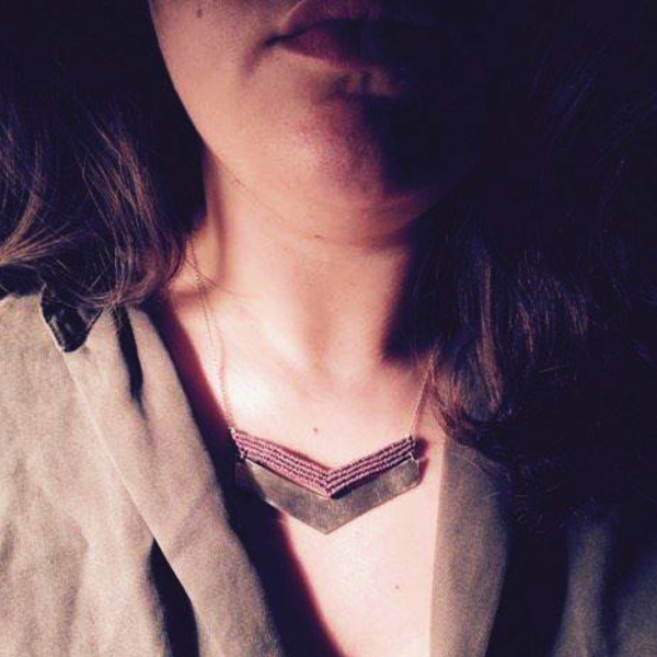 arrow necklace - αλπακάς, μακραμέ, κολιέ, κορδόνια, γεωμετρικά σχέδια, minimal, boho - 4