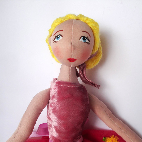 Χειροποίητη κούκλα- μπαλαρίνα Angela - ύφασμα, διακοσμητικό, μοναδικό, παιχνίδι, κορίτσι, δώρο, λουλούδια, ακρυλικό, μπαλαρίνα, χειροποίητα, κουκλίτσα, κούκλες - 2