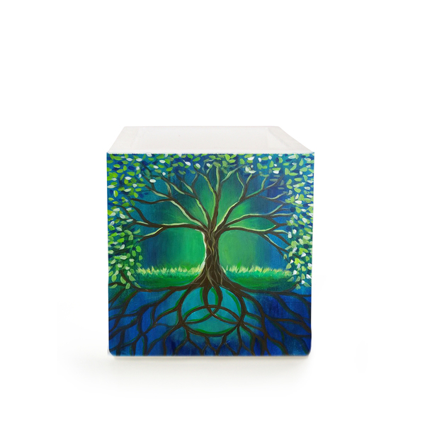 Tree of Life Κερί τετράγωνο κουφωτό - ζωγραφισμένα στο χέρι, δώρο, διακόσμηση, κερί, κερί - 2
