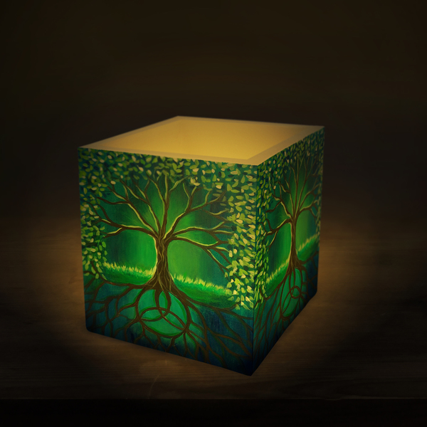 Tree of Life Κερί τετράγωνο κουφωτό - ζωγραφισμένα στο χέρι, δέντρα, δώρο, διακόσμηση, κερί, κερί - 4