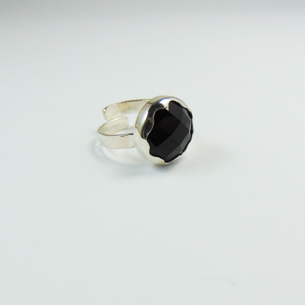 Ασημένιο δαχτυλίδι με μαύρο αχάτη - ασήμι, ημιπολύτιμες πέτρες, αχάτης, αχάτης, βραδυνά, ιδιαίτερο, μοντέρνο, ασήμι 925, σφυρήλατο, romantic, αυξομειούμενα