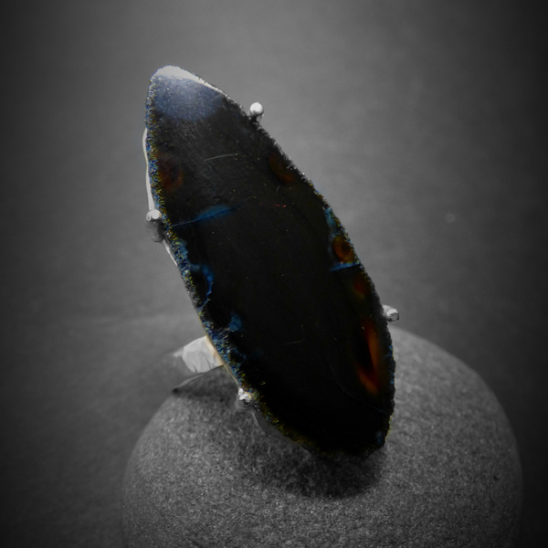 " Dark blue Agate " - Χειροποίητο επάργυρο δαχτυλίδι με Μαύρο Δαντελωτό Αχάτη! - statement, ημιπολύτιμες πέτρες, ημιπολύτιμες πέτρες, αχάτης, αχάτης, handmade, βραδυνά, fashion, ιδιαίτερο, μοναδικό, μοντέρνο, γυναικεία, sexy, επάργυρα, επάργυρα, donkey, gothic style, χειροποίητα, romantic, πριγκίπισσα, must αξεσουάρ, κλασσικά, γυναίκα, unisex, unique, rock, έλληνες σχεδιαστές, fashion jewelry, πρωτότυπα δώρα, αυξομειούμενα - 2