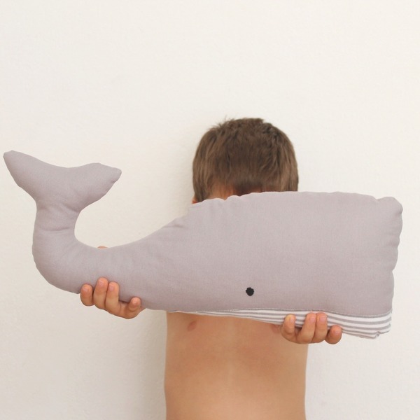 Υφασμάτινη φάλαινα - βαμβάκι, αγόρι, διακόσμηση, χειροποίητα, παιδικό δωμάτιο, για παιδιά, μαξιλάρια - 4
