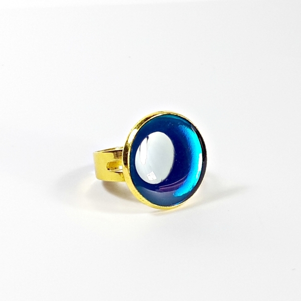Δαχτυλίδι με σμάλτο ''transparent blue'' - γυαλί, γυαλί, μοναδικό, μοντέρνο, γυναικεία, ορείχαλκος, σμάλτος, σμάλτος, δαχτυλίδι, για όλες τις ώρες, μικρά, candy, αυξομειούμενα, φθηνά