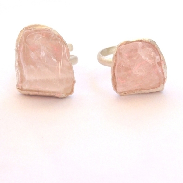 δαχτυλιδια ασημενια ροζ χαλαζιας - ασήμι, πέτρες, καθημερινό