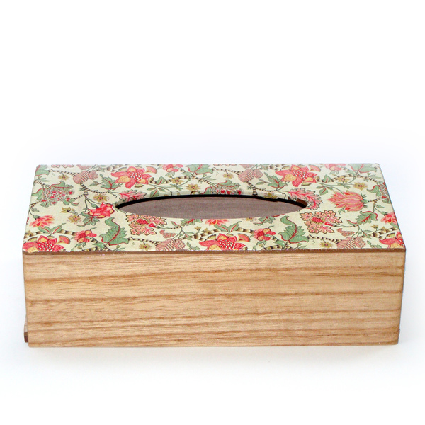 Ξύλινο διακοσμητικό κουτάκι χαρτοπετσέτας - ξύλο, λουλούδια, κουτί, ακρυλικό, ξύλινο, πρωτότυπα δώρα