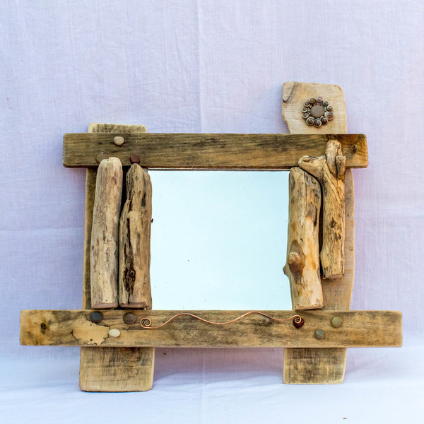 Καθρέφτης από θαλασσόξυλα - handmade, διακοσμητικό, ξύλο, ξύλο, επιτοίχιο, δώρο, κοχύλι, τοίχου, χειροποίητα, 3d, ξύλινο, ξύλινο, κρεμαστά - 2
