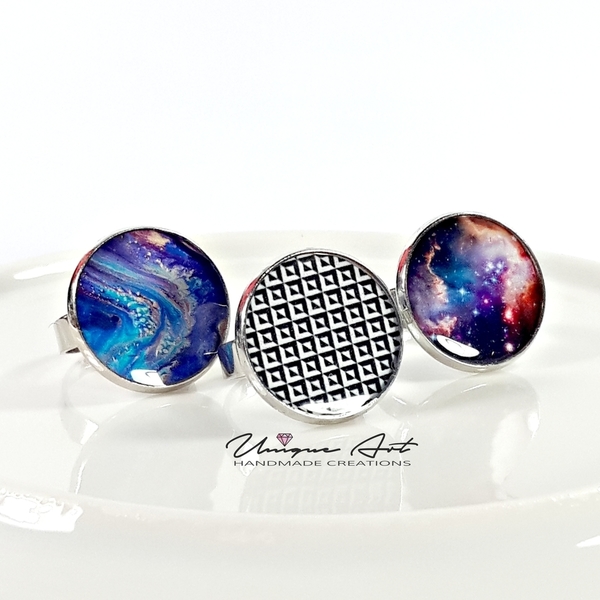 The colours of Galaxy | Δαχτυλίδι με υγρό γυαλί - statement, γυαλί, γυαλί, γυναικεία, μέταλλο, δαχτυλίδι, δαχτυλίδι, εντυπωσιακό, unique, μεγάλα, αυξομειούμενα, δώρα για γυναίκες, φθηνά - 2