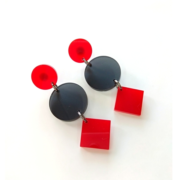 Plexi glass earrings - κύκλος, γεωμετρικά σχέδια, minimal, plexi glass