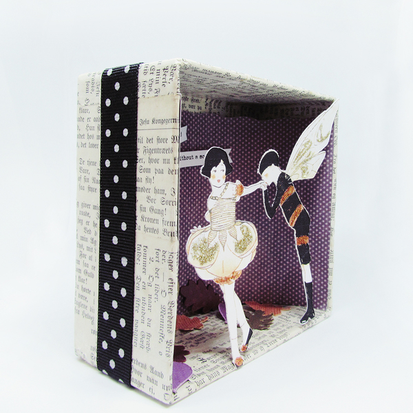 Κουτί σκιών - Φθινοπωρινό φιλί - χαρτί, γκλίτερ, πουά, διακόσμηση, φθινόπωρο, διακοσμητικά - 3