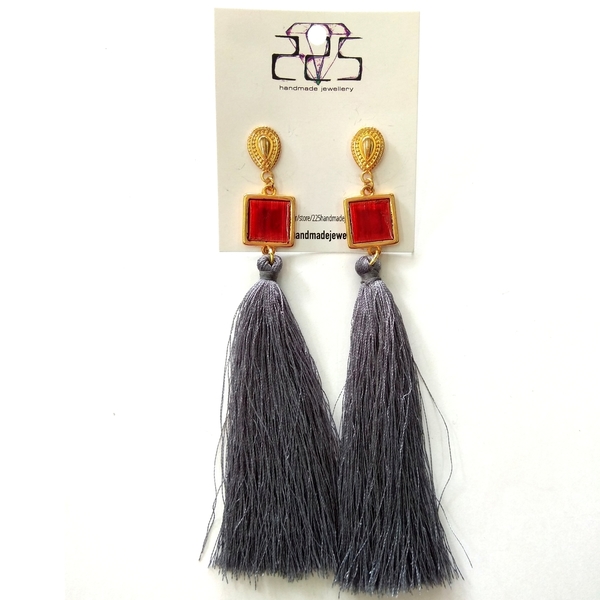 Tassel earrings - γυαλί, μοντέρνο, με φούντες, με φούντες, δάκρυ, καρφωτά, μεταλλικά στοιχεία - 2